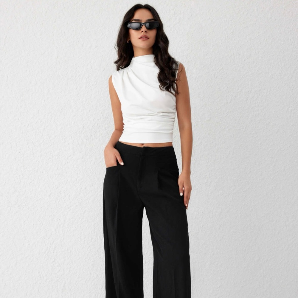 Cider White Mock Neck Top